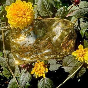 Whiting and Davis gold mesh crossbody